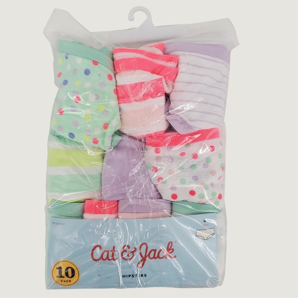 Cat & Jack Girls Hipster Underwear 10 Pack Size 8 Multicolor Stripes 100% Cotton